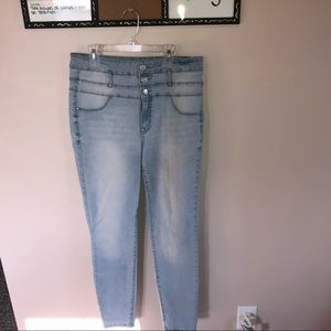 light wash high waisted jeggings